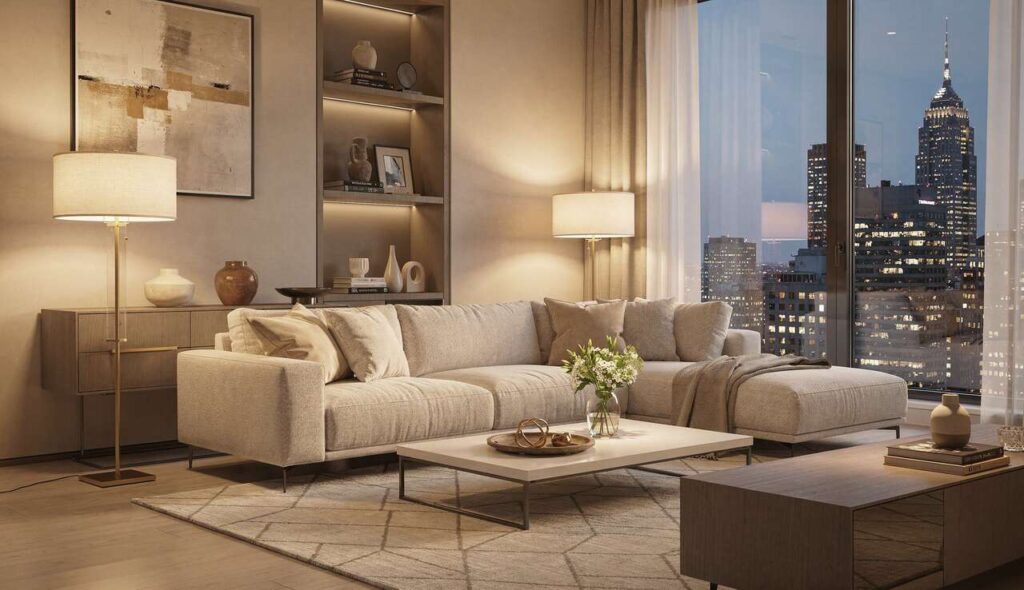 Secondo questa interior designer, mantenere un soggiorno beige nel 2026 significa rinunciare ai colori di tendenza dell’anno